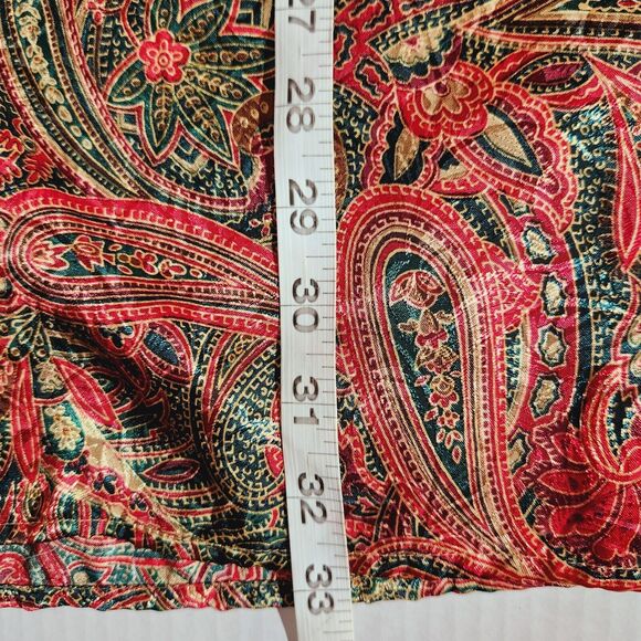 Victorias Secret Night Shirt Womens Sz S Button Up Satin Paisley Red Green Vtg - Picture 10 of 11